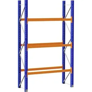 Palettenregal aus Stahl, blau/orange, HxBxT 3360 x 2025 x 750 mm, Grundregal eurokraft pro