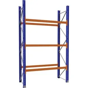 Palettenregal aus Stahl, blau/orange, HxBxT 3360 x 2025 x 900 mm, Grundregal eurokraft pro