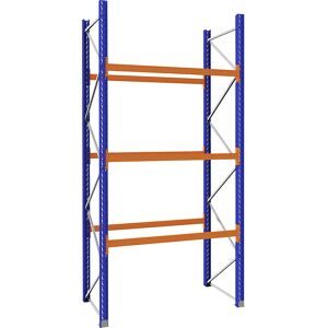 Palettenregal aus Stahl, blau/orange, HxBxT 3990 x 2025 x 1100 mm, Grundregal eurokraft pro
