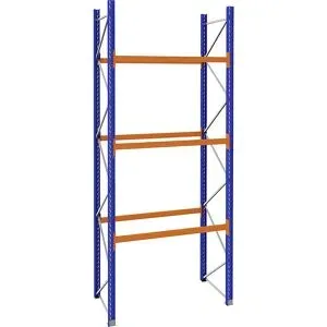 Palettenregal aus Stahl, blau/orange, HxBxT 4620 x 2025 x 1100 mm, Grundregal eurokraft pro