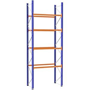 Palettenregal aus Stahl, blau/orange, HxBxT 5250 x 2025 x 1100 mm, Grundregal eurokraft pro