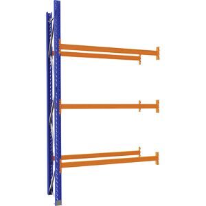 Palettenregal aus Stahl, blau/orange, HxBxT 3360 x 1925 x 750 mm, Anbauregal eurokraft pro