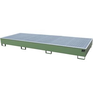 Regal-Bodenwanne mit PE-Einsatz, mit Rost, 1000 l, LxBxH 3565 x 1315 x 360 mm, resedagrün eurokraft pro
