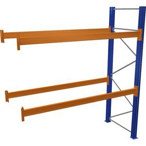 Palettenregal, blau/orange, HxBxT 3000 x 2700 x 1100 mm, Fachlast 3072 kg, Anbauregal SCHULTE