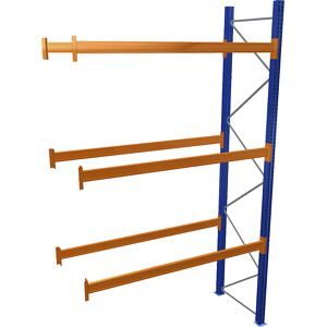 Palettenregal, blau/orange, HxBxT 4500 x 2700 x 1100 mm, Fachlast 3072 kg, Anbauregal SCHULTE