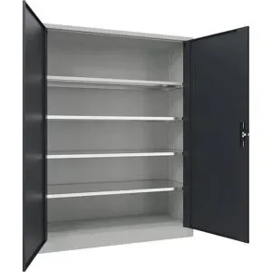 Stahlschrank mit Flügeltüren, 4 Fachböden, Breite 1500 mm, HxBxT 1950 x 1500 x 600 mm, anthrazitgrau eurokraft pro