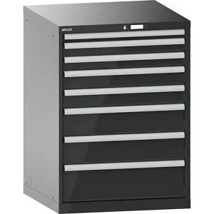Schubladenschrank, mit Akkuladefunktion, BxTxH 717 x 725 x 1000 mm, 8 Schubladen, 1 x 230V, anthrazitgrau, CH LISTA