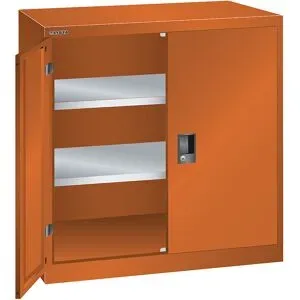 ESD-Flügeltürschrank, H 1000 mm, 2 Fachböden, BxT 1000 x 500 mm, orange LISTA