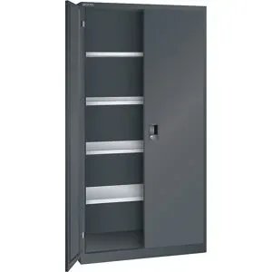 ESD-Flügeltürschrank, H 1950 mm, 4 Fachböden, BxT 1000 x 580 mm, anthrazitgrau LISTA