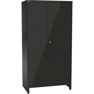 E-Multicabinet Fächerschrank, Erweiterungsmodul, HxBxT 1970 x 1000 x 580 mm, 2 x 3 Fächer, schwarz LISTA