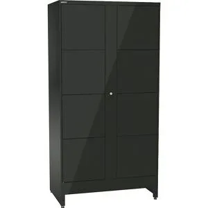 E-Multicabinet Fächerschrank, Erweiterungsmodul, HxBxT 1970 x 1000 x 580 mm, 2 x 4 Fächer, schwarz LISTA