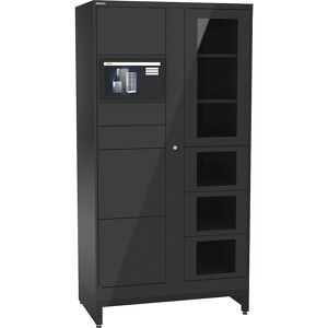 E-Multicabinet Fächerschrank, Basismodul, inkl. PC und Touchscreen, HxBxT 1970 x 1000 x 580 mm, 1 x 5/1 x 4 Fächer, anthrazitgrau, PIN LISTA