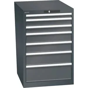 ESD-Schubladenschrank, BxTxH 564 x 725 x 850 mm, 7 Schubladen, Traglast 75 kg, anthrazitgrau LISTA