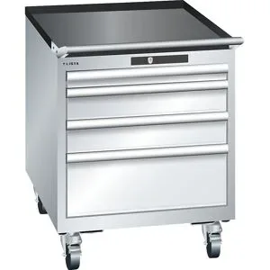 ESD-Schubladenschrank mobil, BxTxH 564 x 725 x 723 mm, 4 Schubladen, 1 x 50 / 2 x 100 / 1 x 200 mm, lichtgrau LISTA