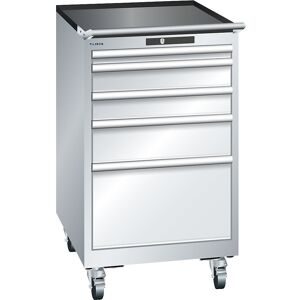 ESD-Schubladenschrank mobil, BxTxH 564 x 725 x 990 mm, 5 Schubladen, 1 x 50 / 2 x 100 / 1 x 150 / 1 x 300 mm, lichtgrau LISTA