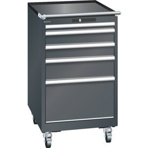 ESD-Schubladenschrank mobil, BxTxH 564 x 725 x 990 mm, 5 Schubladen, 1 x 50 / 2 x 100 / 1 x 150 / 1 x 300 mm, anthrazitgrau LISTA
