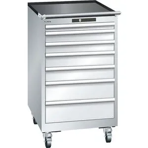 ESD-Schubladenschrank mobil, BxTxH 564 x 725 x 990 mm, 7 Schubladen, 1 x 50 / 2 x 75 / 2 x 100 / 2 x 150 mm, lichtgrau LISTA