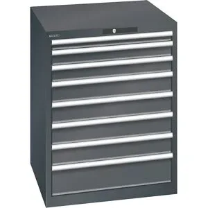 ESD-Schubladenschrank, BxTxH 717 x 725 x 850 mm, 8 Schubladen, Traglast 75 kg, anthrazitgrau LISTA