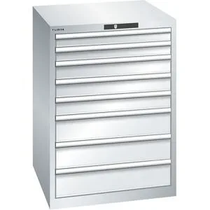 ESD-Schubladenschrank, BxTxH 717 x 725 x 1000 mm, 8 Schubladen, 75/100/150 mm, Traglast 75 kg, lichtgrau LISTA