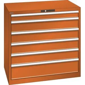 ESD-Schubladenschrank, BxTxH 1023 x 725 x 1000 mm, 6 Schubladen, Traglast 200 kg, orange LISTA