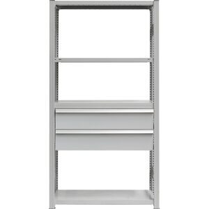 Schubladen-Set, 2 Schubladen, pulverbeschichtet, BxT 1000 x 500 mm, Traglast 60 kg, Einbauhöhe 450 mm eurokraft pro