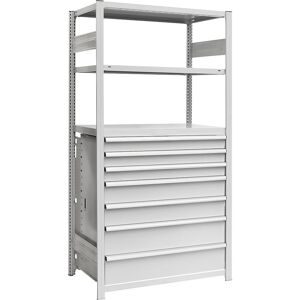 Schubladenblock, aus Stahl, HxBxT 1000 x 1000 x 600 mm, lichtgrau eurokraft pro