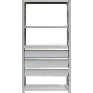Schubladen-Set, 3 Schubladen, pulverbeschichtet, BxT 1000 x 400 mm, Traglast 50 kg, Einbauhöhe 650 mm eurokraft pro