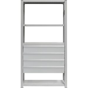 Schubladen-Set, 4 Schubladen, pulverbeschichtet, BxT 1300 x 500 mm, Traglast 60 kg, Einbauhöhe 650 mm eurokraft pro