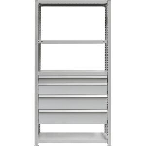 Schubladen-Set, 4 Schubladen, pulverbeschichtet, BxT 1300 x 400 mm, Traglast 50 kg, Einbauhöhe 700 mm eurokraft pro