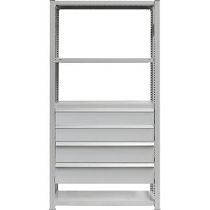 Schubladen-Set, 4 Schubladen, pulverbeschichtet, BxT 1300 x 500 mm, Traglast 60 kg, Einbauhöhe 750 mm eurokraft pro