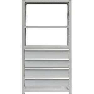 Schubladen-Set, 4 Schubladen, pulverbeschichtet, BxT 1000 x 400 mm, Traglast 50 kg, Einbauhöhe 850 mm eurokraft pro