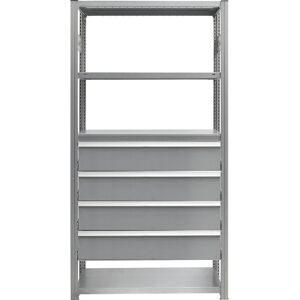 Schubladen-Set, 4 Schubladen, verzinkt, BxT 1000 x 600 mm, Traglast 60 kg, Einbauhöhe 850 mm eurokraft pro