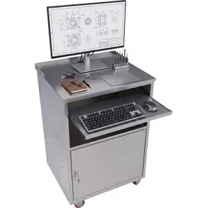 Edelstahl-PC-Pult, HxBxT 1170 x 690 x 590 mm, 1 Tür, 1 offenes Fach eurokraft basic