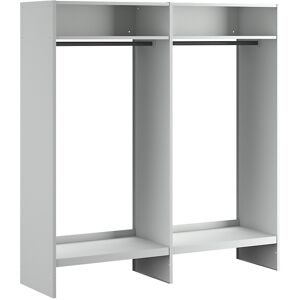 Offene Garderobe, lichtgrau RAL 7035, mit 20 Kleiderbügeln Wolf