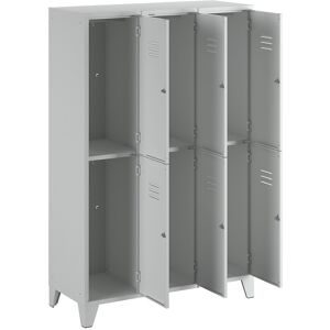 Doppelstock-Spind Berlin 2, 3 Abteile, lichtgrau, Breite 1200 mm, flache Dachform Wolf