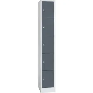 5er-Schließfachschrank Dresden, 1 Abteil, lichtgrau / basaltgrau, B 300 mm, mit Bodensockel Wolf