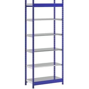 Stabil-Steckregal, einseitig, Regalhöhe 2500 mm, blau/verzinkt, Bodenbreite 1025 mm, Grundregal, Breite x Tiefe 1025 x 500 mm hofe