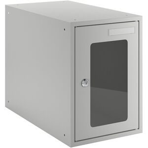 Schließfachwürfel, HxBxT 350 x 250 x 450 mm, Sichtfenstertür, lichtgrau eurokraft basic