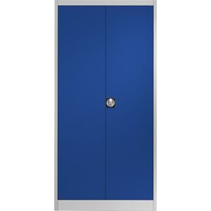Stahlschrank mit Flügeltüren, 4 Fachböden, T 500 mm, lichtgrau / ultramarin mauser
