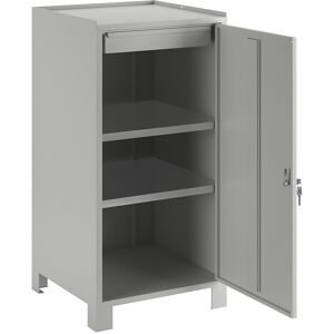 Werkzeugschrank mit Füßen, HxBxT 1000 x 500 x 500 mm, 1 Schublade, 2 Fachböden, lichtgrau RAL 7035 Wolf