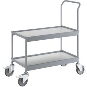 kaiserkraft Abräumwagen, Tragfähigkeit 150 kg auf 2 Etagen, LxB 790 x 425 mm, mit 2 Doppelstopp-Lenkrollen