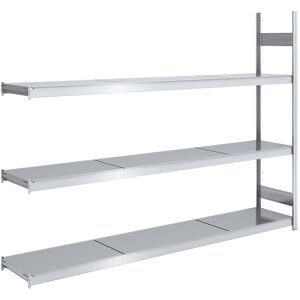 Großfach-Steckregal mit Stahlböden, Höhe 2000 mm, Fachbodenbreite 2500 mm, Fachbodentiefe 500 mm, Anbauregal hofe