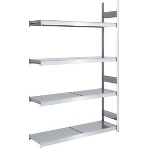Großfach-Steckregal mit Stahlböden, Höhe 2500 mm, Fachbodenbreite 1500 mm, Fachbodentiefe 500 mm, Anbauregal hofe