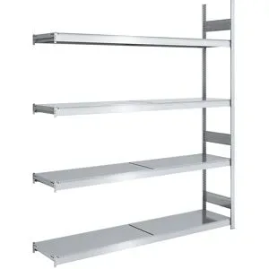 Großfach-Steckregal mit Stahlböden, Höhe 2500 mm, Fachbodenbreite 2000 mm, Fachbodentiefe 500 mm, Anbauregal hofe