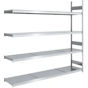 Großfach-Steckregal mit Stahlböden, Höhe 2500 mm, Fachbodenbreite 2500 mm, Fachbodentiefe 600 mm, Anbauregal hofe