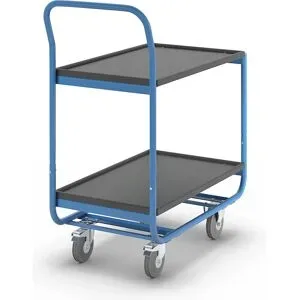 Tischwagen, Tragfähigkeit 150 kg, Ladeflächen mit Abrollrand, 2 Ladeflächen eurokraft pro