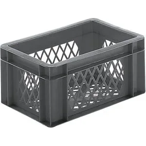 kaiserkraft Euro-Format-Stapelbehälter, Wände und Boden durchbrochen, LxBxH 300 x 200 x 145 mm, grau, VE 5 Stk