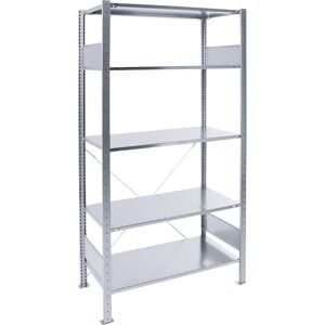 Steckregal, einreihig, Fachboden-BxT 1000 x 400 mm, verzinkt, Höhe 2500 mm, Grundregal eurokraft pro