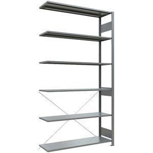 Steckregal, einreihig, Fachboden-BxT 1300 x 400 mm, verzinkt, Höhe 2500 mm, Anbauregal eurokraft pro