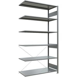 Steckregal, einreihig, Fachboden-BxT 1300 x 600 mm, verzinkt, Höhe 2500 mm, Anbauregal eurokraft pro